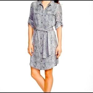 CALVIN KLEIN | Snakeskin Print Shirt Dress